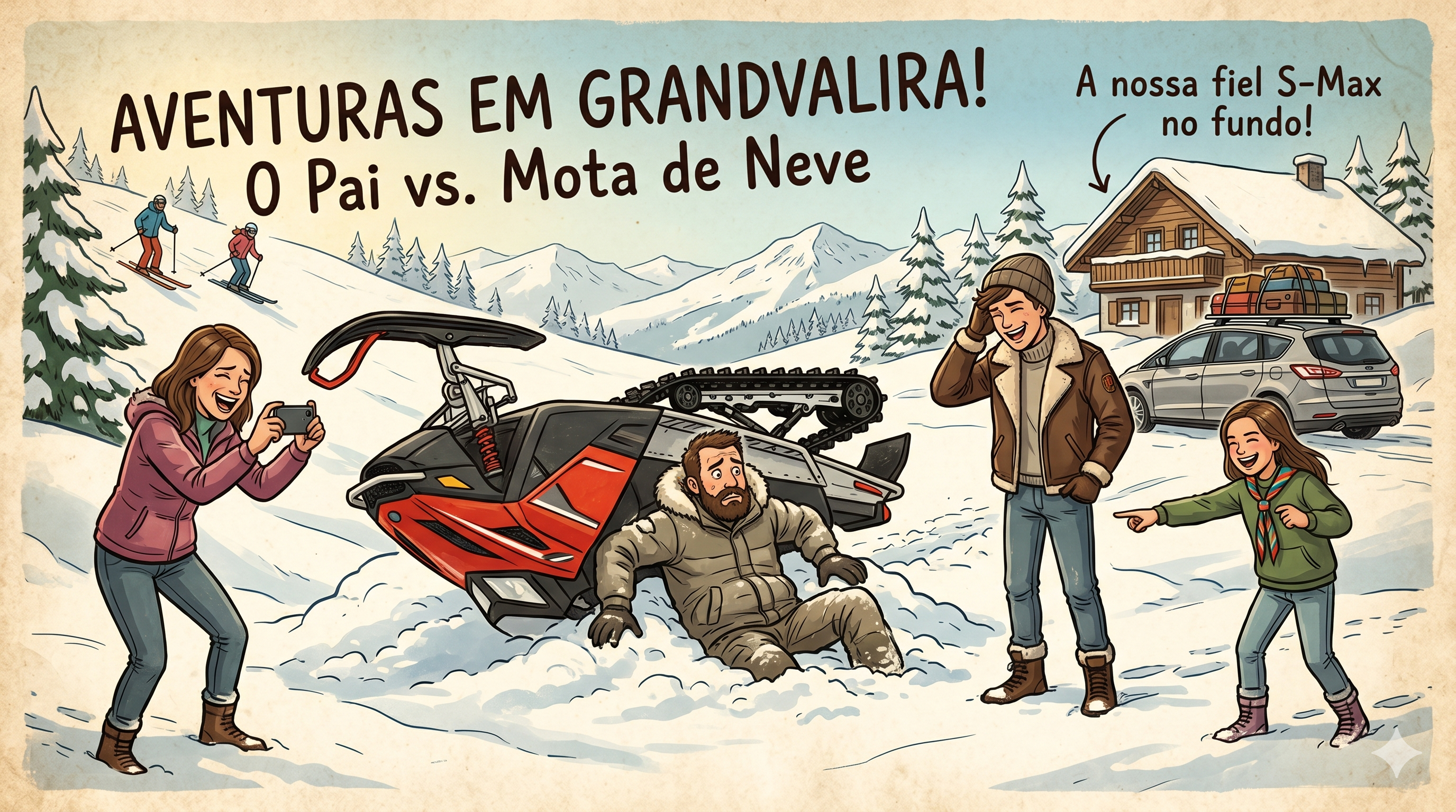 O Pai a capotar a mota de neve em Grandvalira